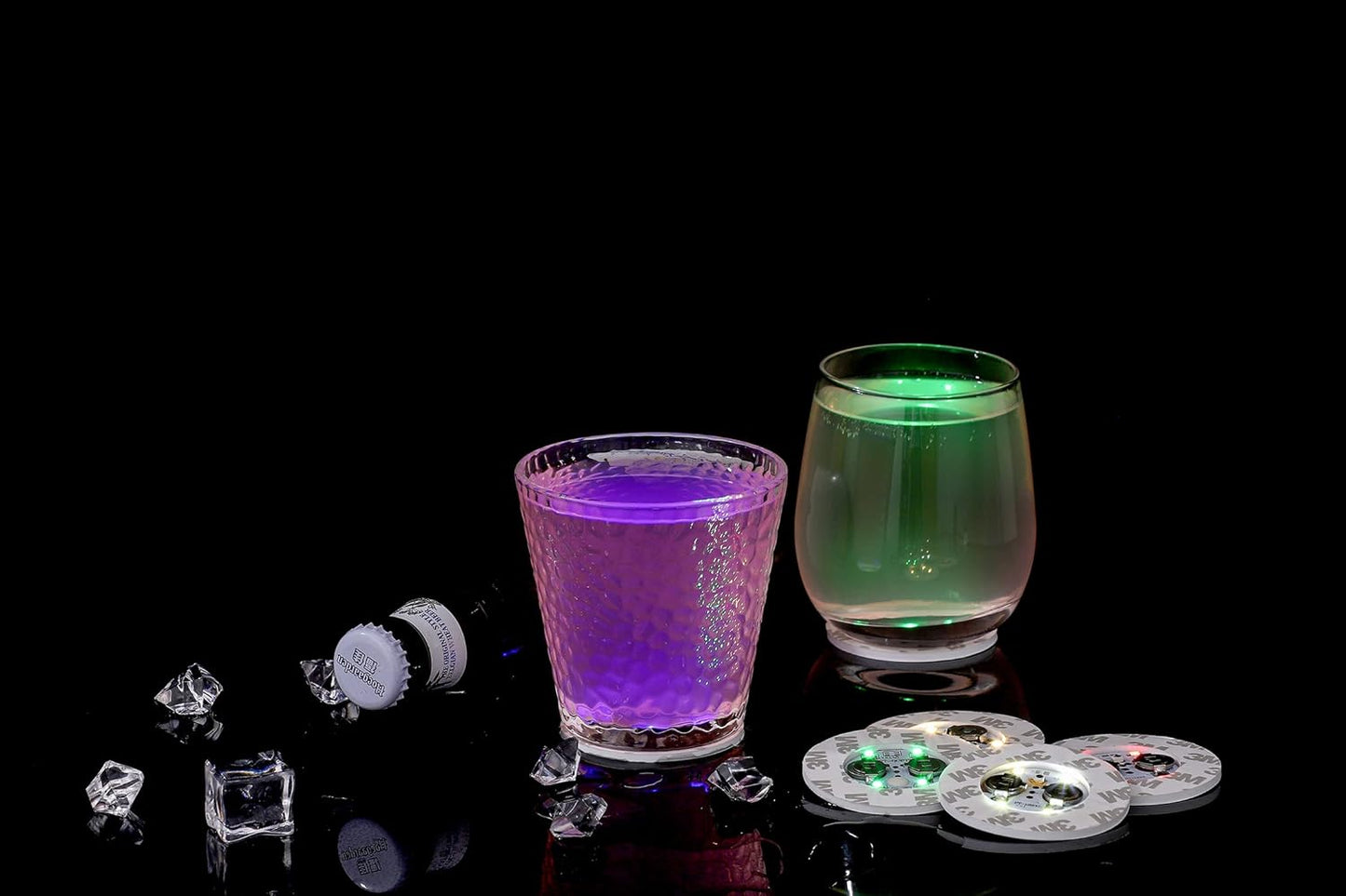 HANCIRCLE LED Coaster Colorful,12 Pack Light up Coasters,Led Sticker Lights,Wine Bottle Lights,For Drinks,Bar Accessories,Party,Wedding