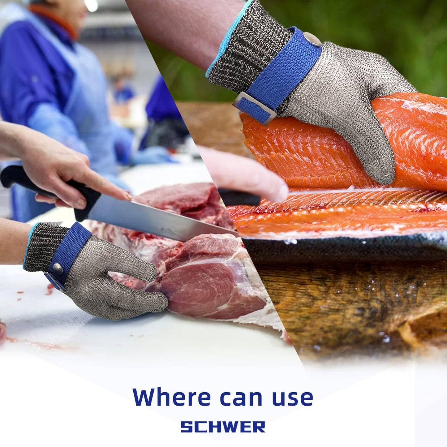 Schwer Slicepro ANSI A9 Cut Resistant Glove PR1706, Stainless Steel Mesh Metal Glove, Food Grade for Kitchen Cooking, Butcher Meat Cutting, Oyster Shucking, Mandoline, Fishing, (M, 1 PCS)