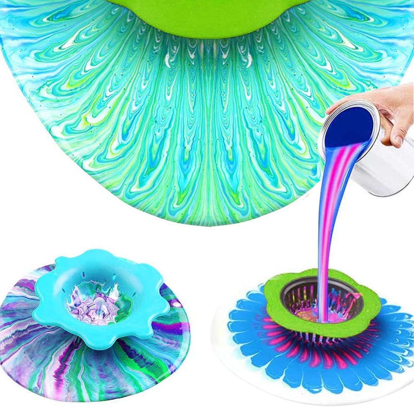 37 PCS Acrylic Pouring Art Supplies Kit Acrylic Pouring Strainers Set, 7 PCS Plastic Silicone Paint Pouring Strainers Painting Tools Kits with Paintbrush for DIY Paint