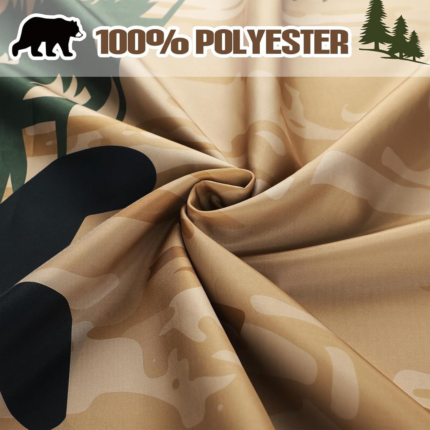 Drydiet 4 Pcs Bear Shower Curtain Set Rustic Cabin Bathroom Decor Farmhouse Waterproof Bear Shower Curtain with Non Slip Rug Toilet Lid Cover Bath Mat and 12 Hooks for Bathroom Decor 71 X 71 Inch