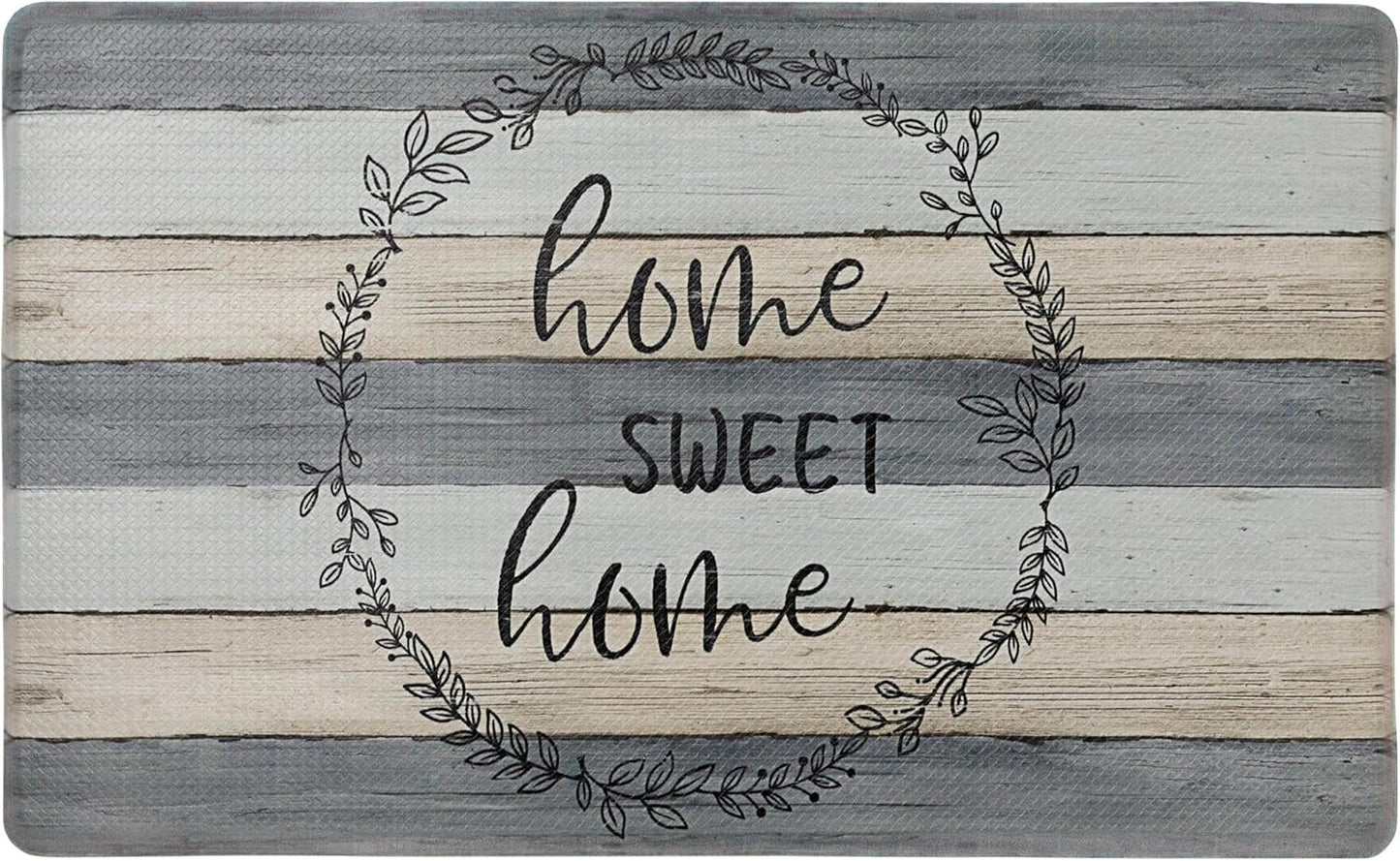 Home Dynamix Cozy Living Home Sweet Home Modern Farmhouse Runner Anti-Fatigue Kitchen Mat, Non-Slip Floor Mat, Padded Standing Desk Mat, Grey/Beige, 17.5"X30"