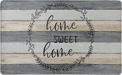 Home Dynamix Cozy Living Home Sweet Home Modern Farmhouse Runner Anti-Fatigue Kitchen Mat, Non-Slip Floor Mat, Padded Standing Desk Mat, Grey/Beige, 17.5"X30"