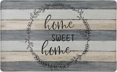 Home Dynamix Cozy Living Home Sweet Home Modern Farmhouse Runner Anti-Fatigue Kitchen Mat, Non-Slip Floor Mat, Padded Standing Desk Mat, Grey/Beige, 17.5"X30"
