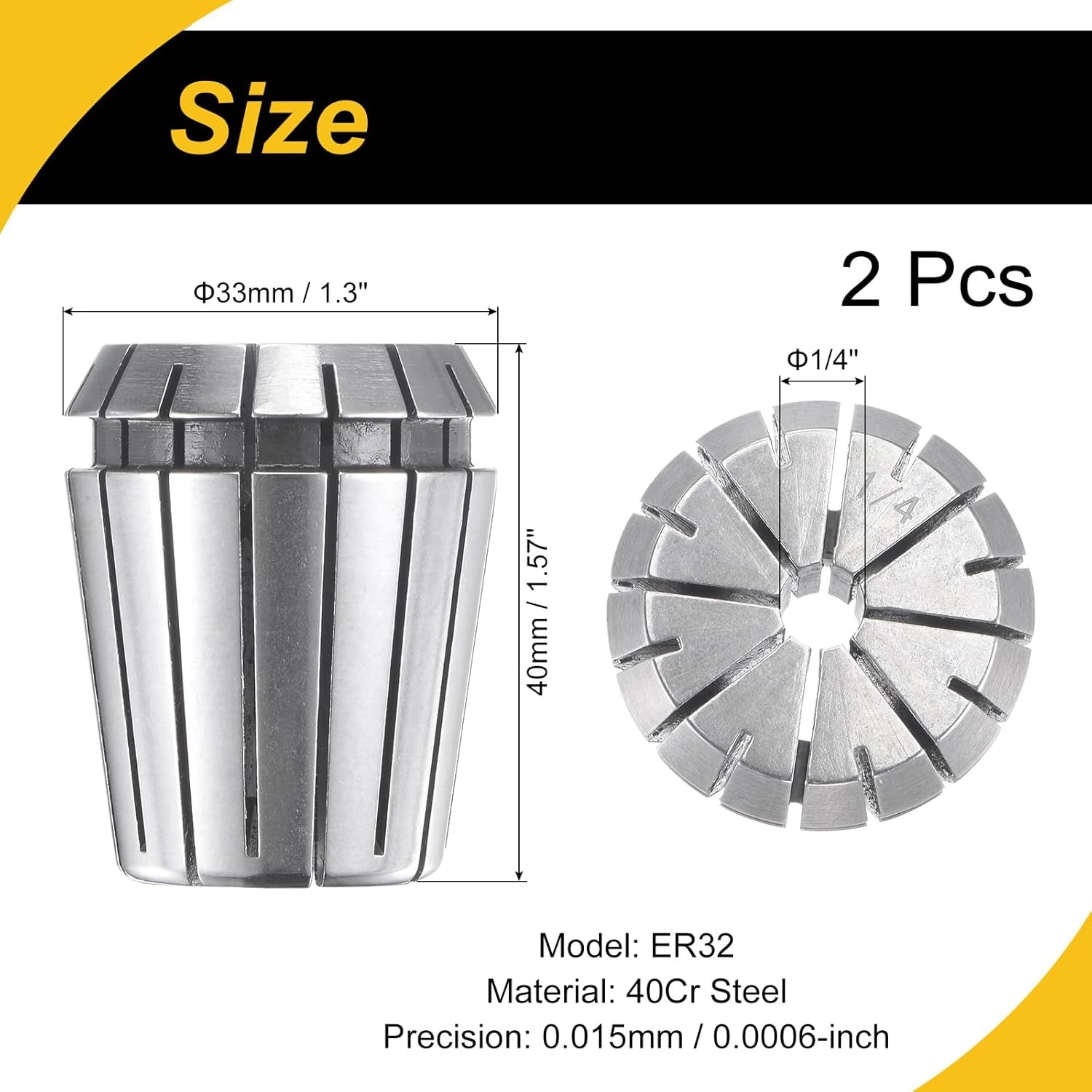 ER32 Spring Collet 1/4" Chuck for CNC Engraving Machine Lathe Milling Tool 2 Pcs