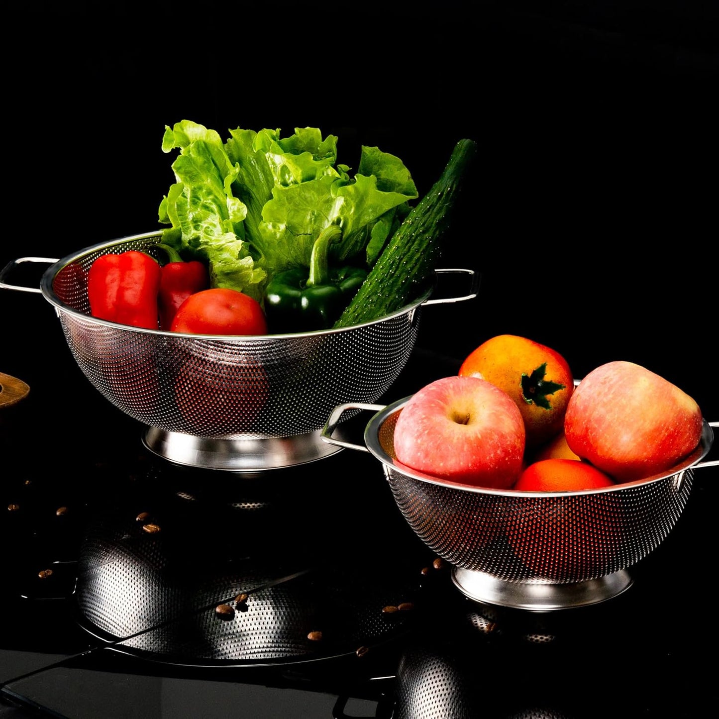 Gulex Colander Stainless Steel 3-Quart, Strainer for Kitchen Food, Dishwasher Safe