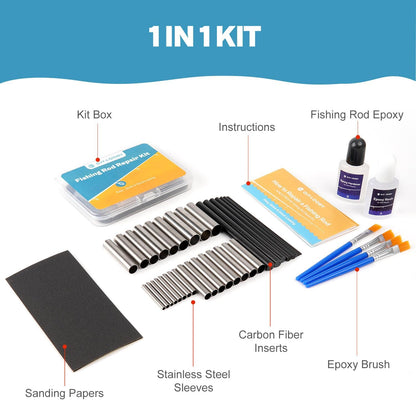 Fishing Rod Repair Kit Complete, Easy&Quick Approach to Repair Broken Fishing Pole with Epoxy Glue