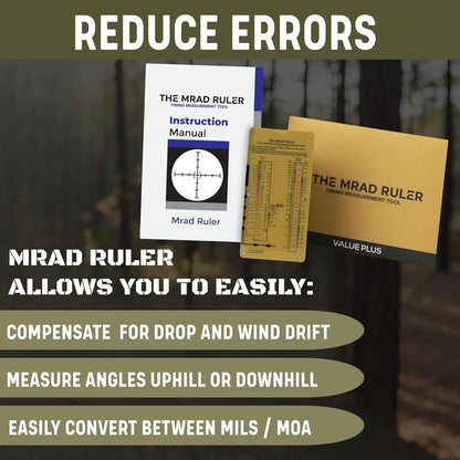 MRAD Ruler Range to Target Calculator Compact and Portable Firing Measurement Slide Rule Tool for Hunting and Long-Range Shooting