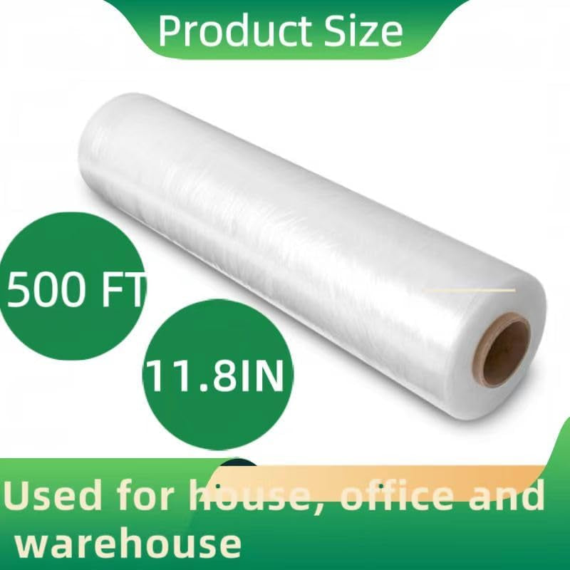 AISEY Stretch Wrap Roll Heavy Duty Plastic Moving Wrap 11.8" X 500FT