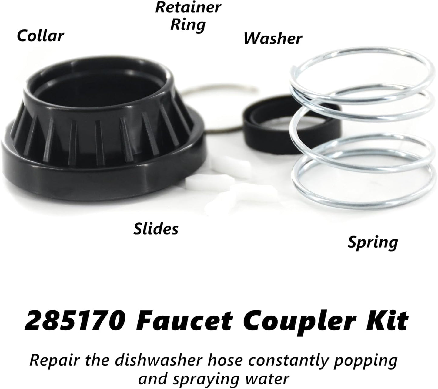 WP285170 Dishwasher Faucet Adapter 285170 Collar Kit Fit Replacement for Whirlpool Replace 3249 AH334438 PS334438