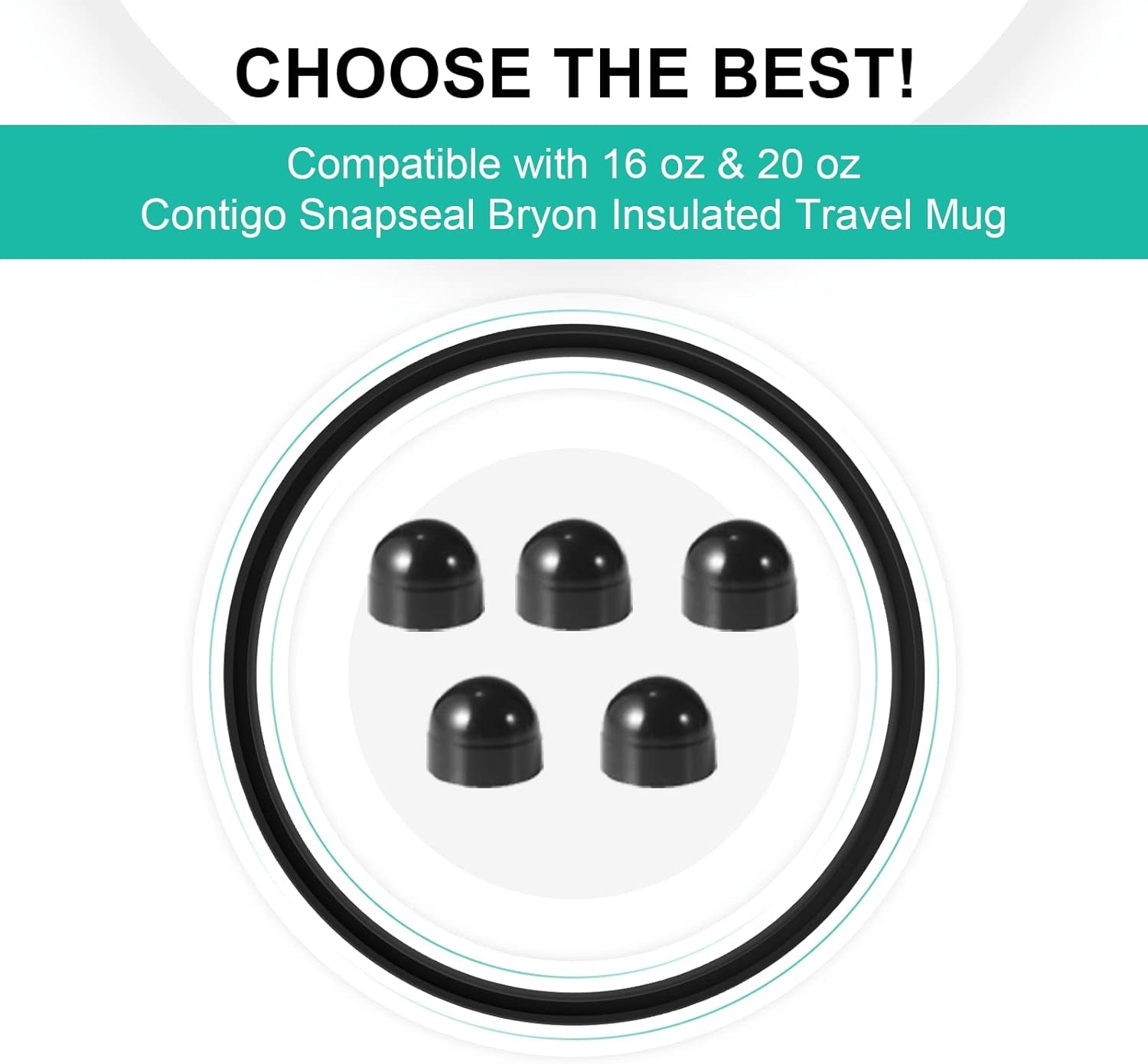 Seal Replacement and Rubber Stopper for Contigo Snapseal Coffee Travel Mug, 10 Pack Silicone Sealing Ring, Rubber Stopper Replacement