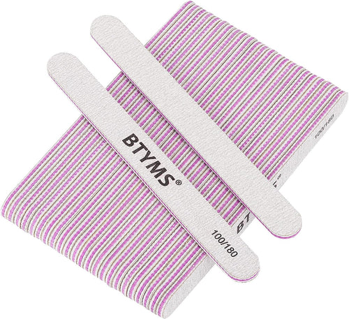 BTYMS 25Pcs Nail Files 100/180 Grit Double Sided Emery Board Nail Buffering Files for Acrylic and Natural Nails