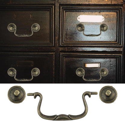 6 Pcs Antique Bail Handle Drop Pulls Vintage Bronze Drop Bail Drawer Pulls Cabinet Pull Handles for Closets, Cabinet, Drawer, Furniture (3.3" Hole Centers, 4.4" Total Length)