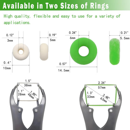 Goat Banding Kit, Livestock Castration Bander with Stainless Steel Expander Pliers, 100Pcs 2 Sizes Castrator Rings and Ring Installation Tool for Goats, Lambs, Calves, Sheep, Piglets