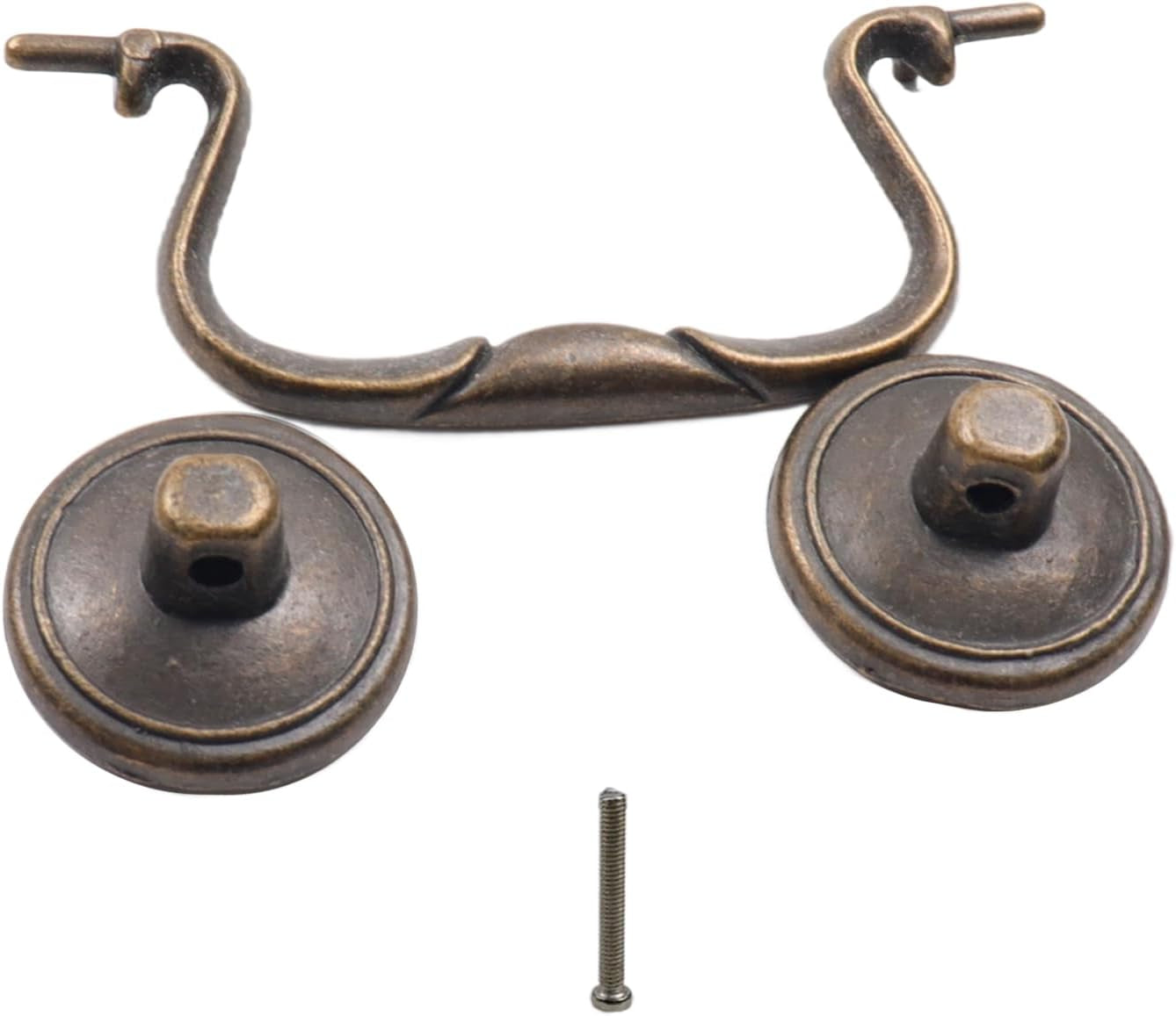 6 Pcs Antique Bail Handle Drop Pulls Vintage Bronze Drop Bail Drawer Pulls Cabinet Pull Handles for Closets, Cabinet, Drawer, Furniture (3.3" Hole Centers, 4.4" Total Length)
