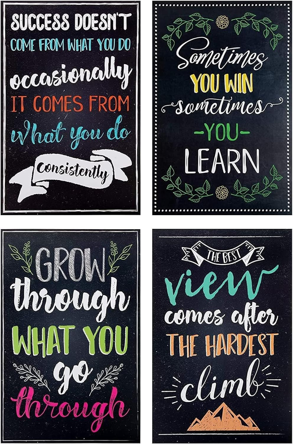 Juvale 20-Pack 13X19 in Motivational Classroom Posters - Chalkboard-Style Wall Decor, Classroom Decor, Bulletin Board Decorations, School Supplies for Teachers, Growth Mindset Posters
