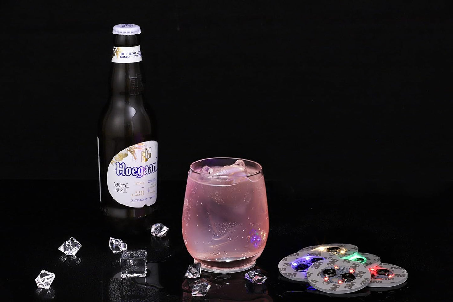 HANCIRCLE LED Coaster Colorful,12 Pack Light up Coasters,Led Sticker Lights,Wine Bottle Lights,For Drinks,Bar Accessories,Party,Wedding