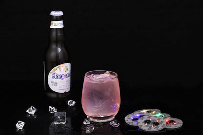 HANCIRCLE LED Coaster Colorful,12 Pack Light up Coasters,Led Sticker Lights,Wine Bottle Lights,For Drinks,Bar Accessories,Party,Wedding