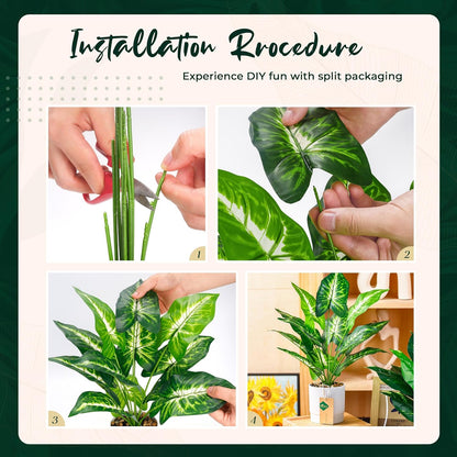 Der Rose 2 Pack 16" Fake Plants Artificial Tropical Plants Indoor Faux Greenery for Home Office Desk Bathroom Decor