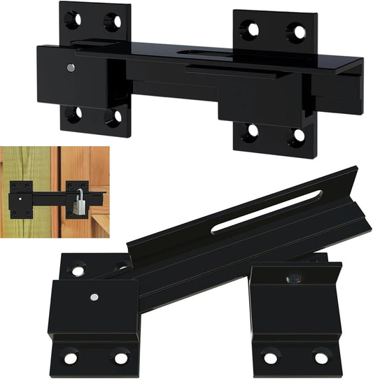 2PCS Flip Gate Latch Lock with Padlock Hole, Aluminum Alloy Adjustable Door Latch Barn Door Lock Fence Door Lock Latch for Outdoor Gate, Barn Door, Shed, Garage, Yard