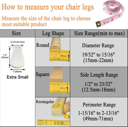 Extra Small Silicone Chair Leg Floor Protectors with Felt, FIT 19/32” to 15/16” Glide Chair Leg Caps Silicon Furniture Leg Feet Cover Bottom Slide Protect Hardwood Floors No Scratches No Noise 24 Pack
