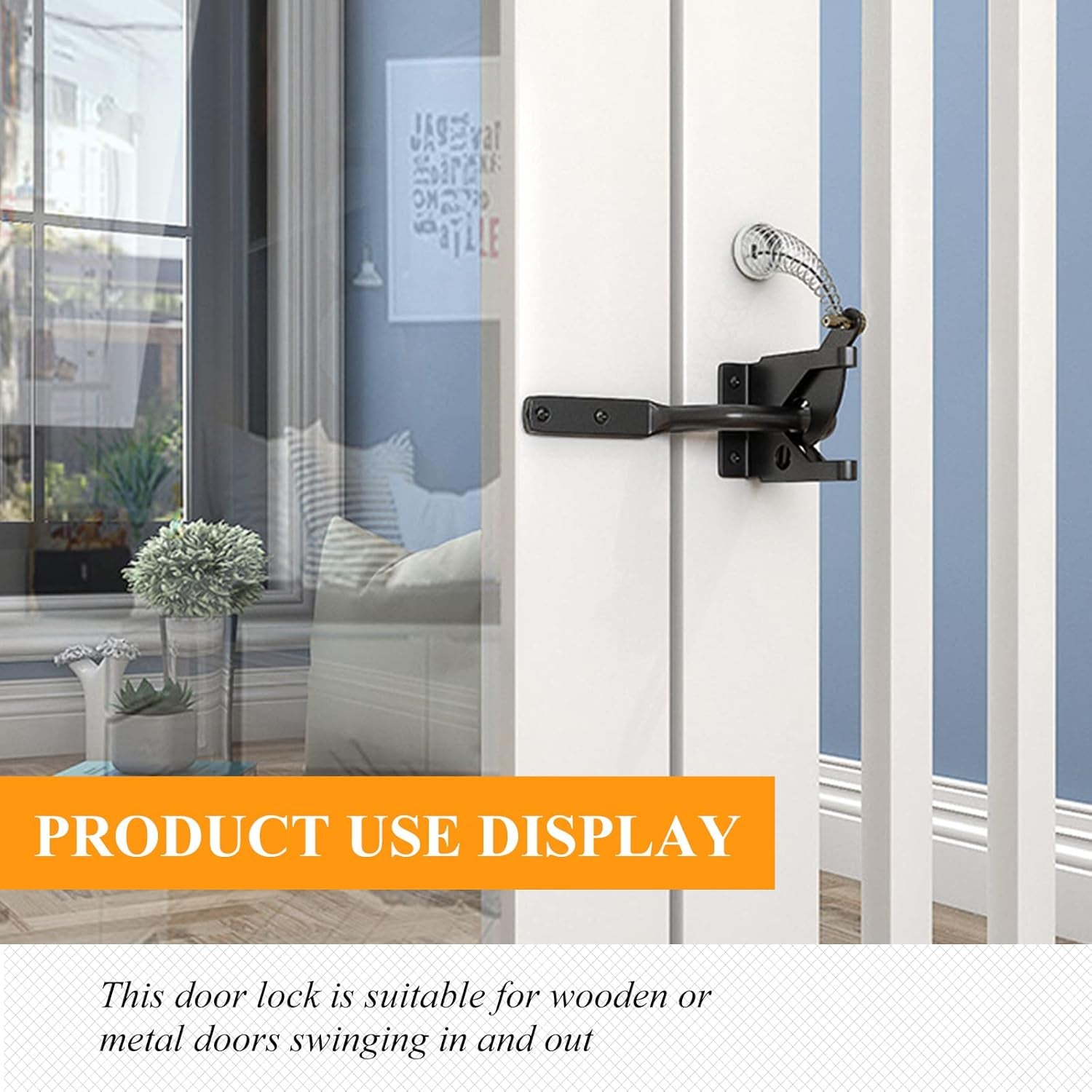 Hotop Self Locking Gate Gravity Latch for Wooden Fence, Heavy Duty Gravity Fence Latch with Stainless Steel Spring Loaded, Automatic Cable Pull Door for Outdoor Pool Metal Post Mount Garden Shed