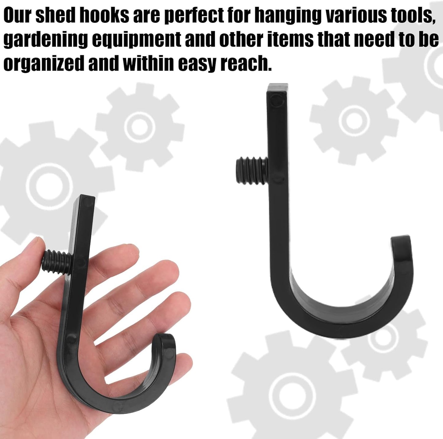 BOXOB 8Pcs Storage Shed Hooks for Suncast, J Shaped Hanger Hooks Tool Organizer Accessories Compatible with Suncast (Black)