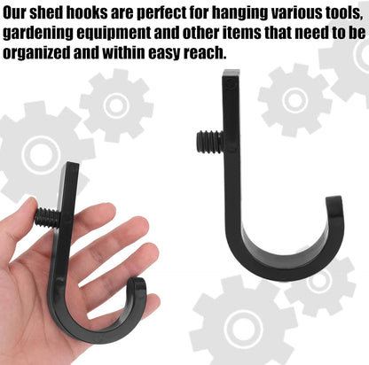BOXOB 8Pcs Storage Shed Hooks for Suncast, J Shaped Hanger Hooks Tool Organizer Accessories Compatible with Suncast (Black)