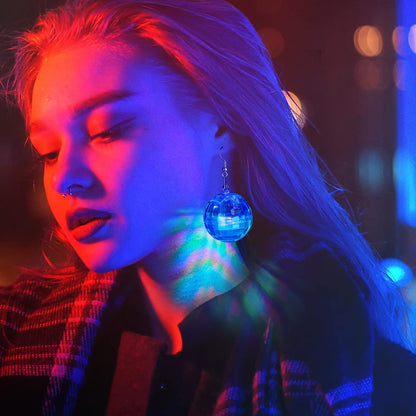 Henoyso 4 Pairs Light up Disco Ball Earrings for Women 70S 80S Jewelry LED Light Glow Earrings for Women Girls Disco Jewelry Gifts Bachelorette Dance Costume Accessories