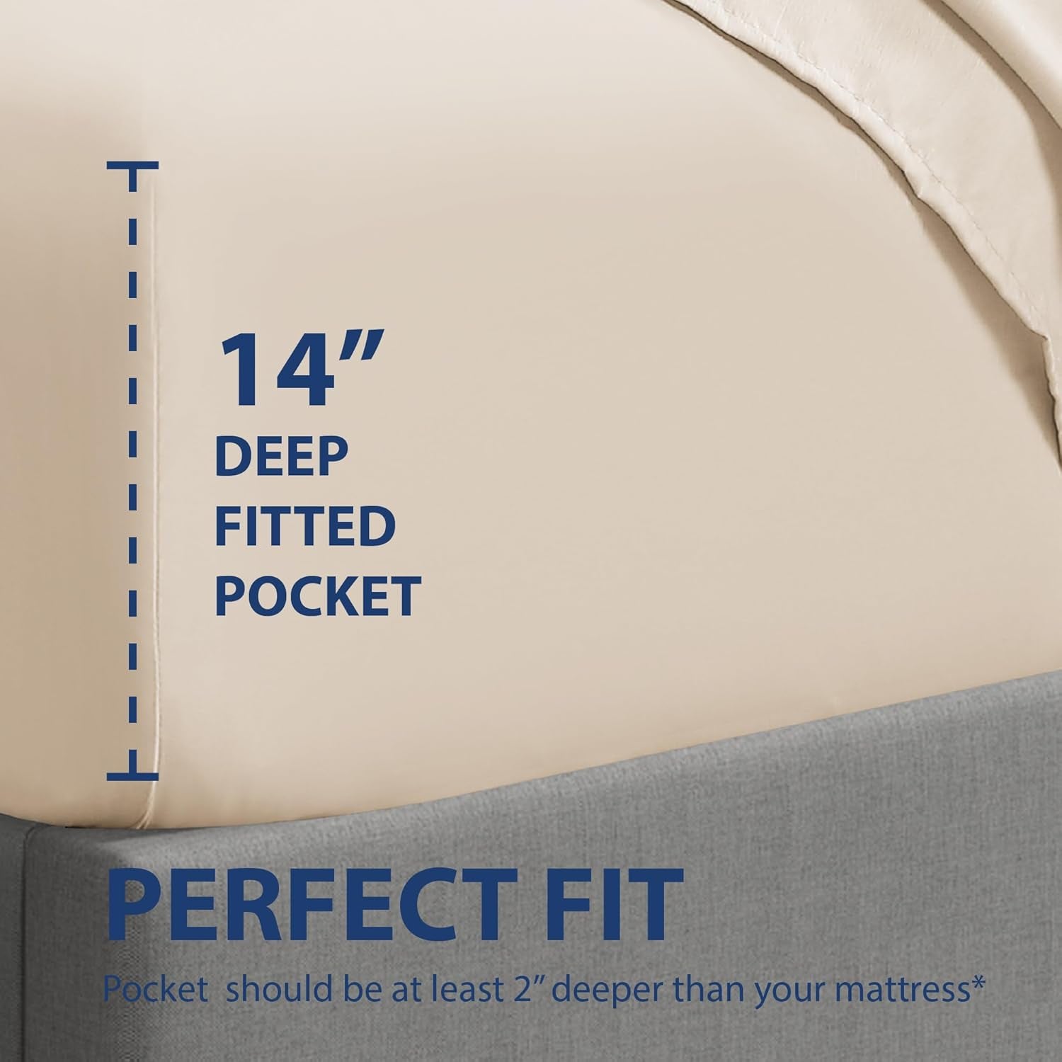 Cathay Home Queen Fitted Sheet Only – Double Brushed Microfiber Ultra Soft, 14" Extra Deep Pocket for 10"-14" Mattress, Wrinkle & Fade Resistant Bed Sheet, Cream