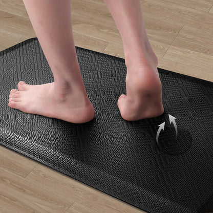Mattitude Kitchen Mat Cushioned Anti-Fatigue Floor Mat Water Resistant Non-Slip Mats and Rugs Standing and Comfort Desk Mats for House Sink Office Laundry (Black, 17.3"X28")