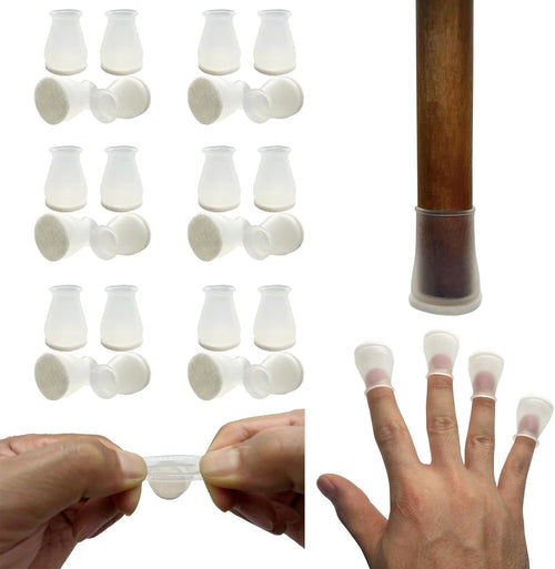 Extra Small Silicone Chair Leg Floor Protectors with Felt, FIT 19/32” to 15/16” Glide Chair Leg Caps Silicon Furniture Leg Feet Cover Bottom Slide Protect Hardwood Floors No Scratches No Noise 24 Pack