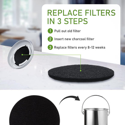 Charcoal Filters for Kitchen Compost Bin, 10 Pack Compost Filters for Countertop Bin Pail Replacement, Activated Charcoal Home Bucket Refill Sets, round 6.7 Inch