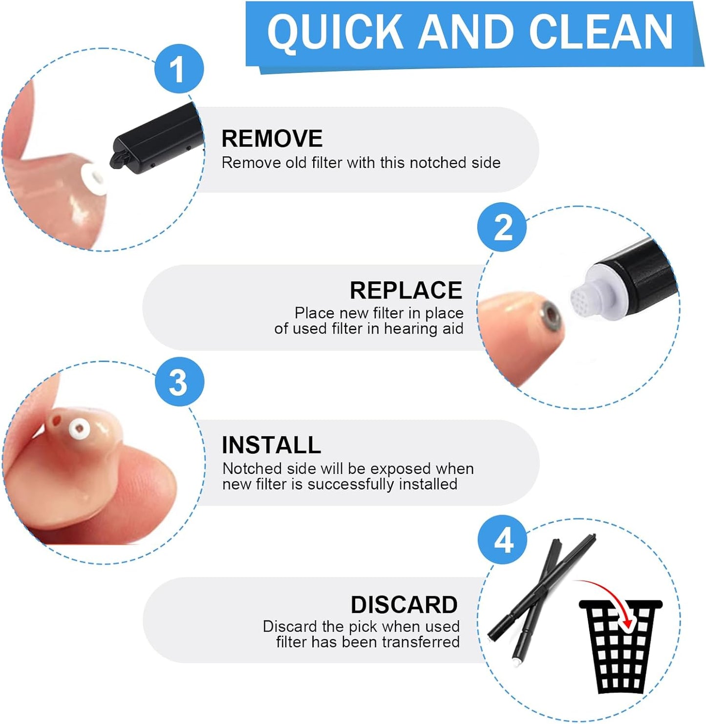 (40 Pcs) Phonak Cerumen Stop Wax Guard Filters for Hearing Aids Supplies, Hearing Aid Filters Resound, Widex and Beltone, Hear Clear Hearing Aid Accessories,Replacement Parts Cleaning Kit (5 Packs)