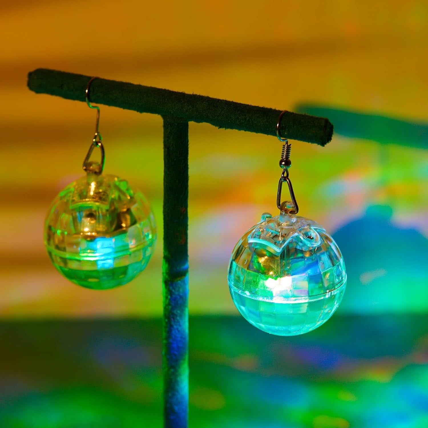 Henoyso 4 Pairs Light up Disco Ball Earrings for Women 70S 80S Jewelry LED Light Glow Earrings for Women Girls Disco Jewelry Gifts Bachelorette Dance Costume Accessories