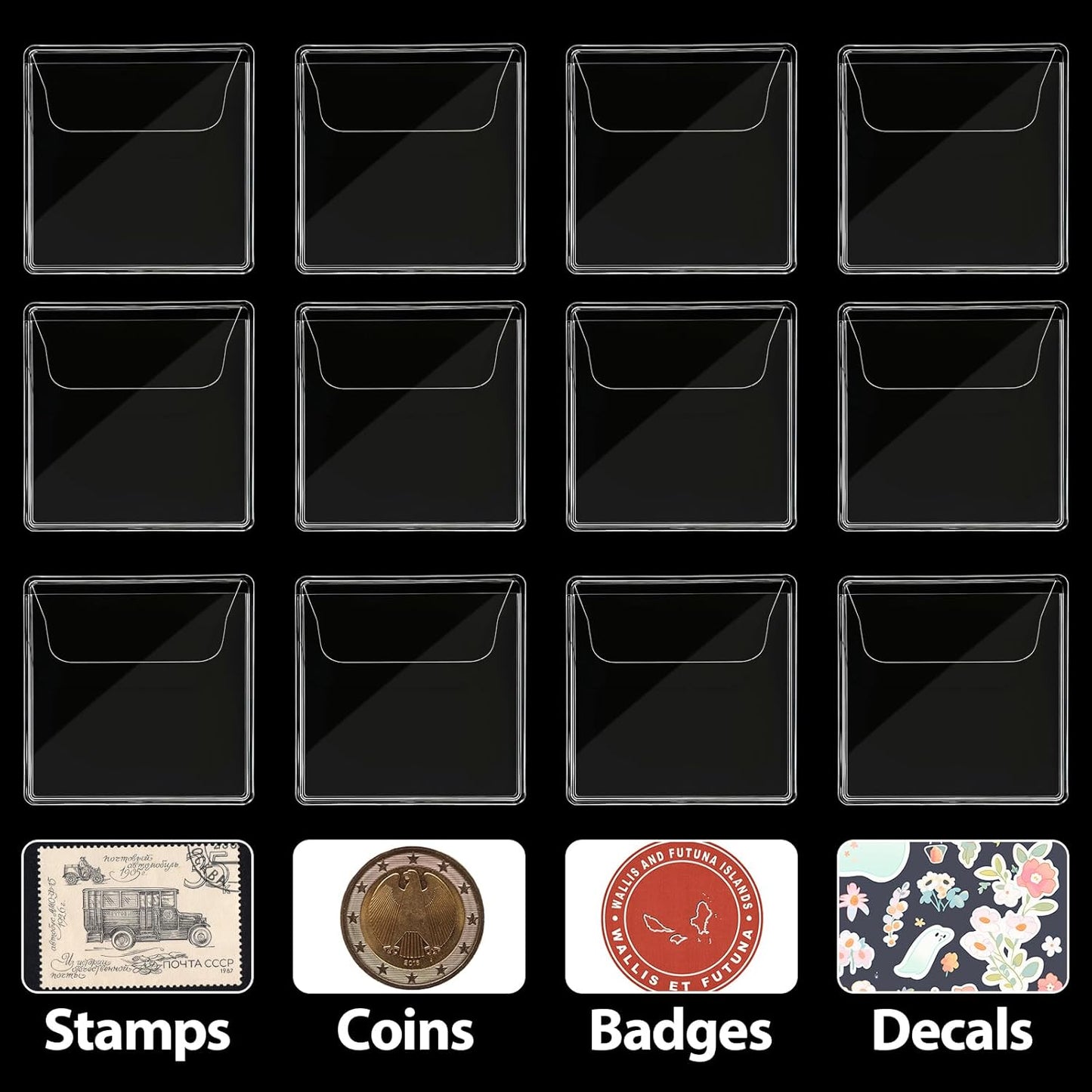 200Pcs Single Pocket Coin Flips Coin Sleeves Holders Clear PVC Coin Protectors Individual Plastic Coin Holders for Coin Currency Bills Collectors Protector (2.2 X 2.2 Inch) (Rectangular) ﻿