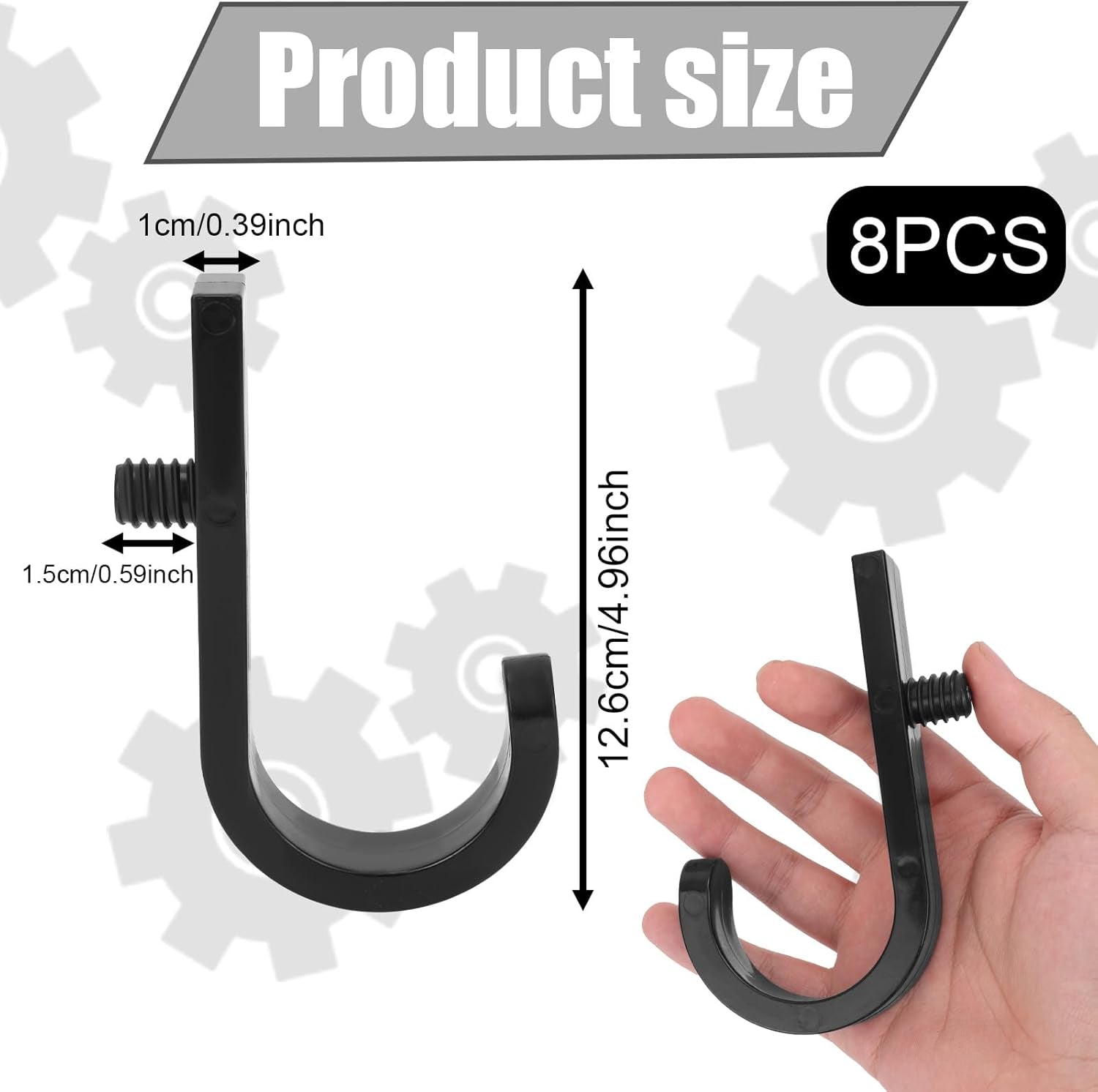 BOXOB 8Pcs Storage Shed Hooks for Suncast, J Shaped Hanger Hooks Tool Organizer Accessories Compatible with Suncast (Black)