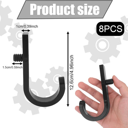 BOXOB 8Pcs Storage Shed Hooks for Suncast, J Shaped Hanger Hooks Tool Organizer Accessories Compatible with Suncast (Black)