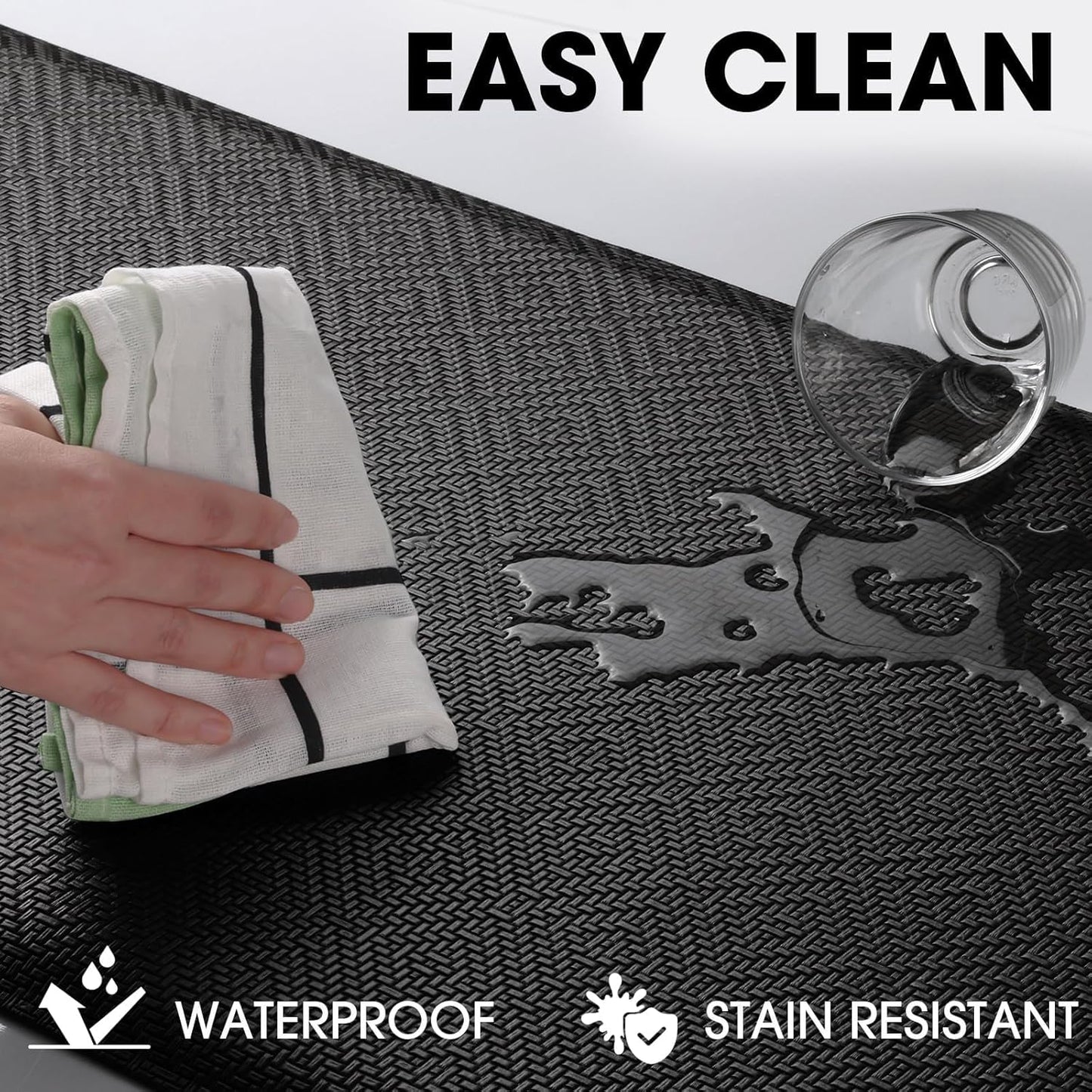 Mattitude Kitchen Mat Cushioned Anti-Fatigue Floor Mat Water Resistant Non-Slip Mats and Rugs Standing and Comfort Desk Mats for House Sink Office Laundry (Black, 17.3"X28")