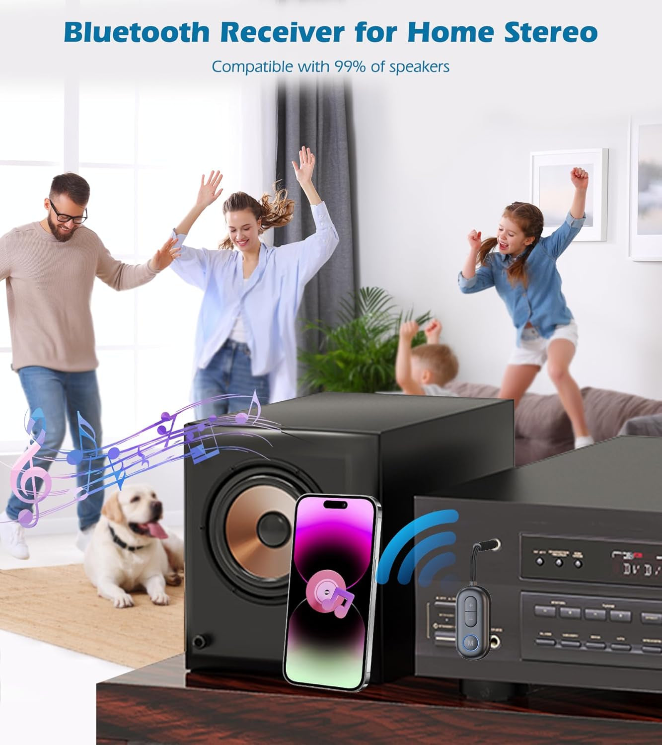 Airplane Bluetooth Adapter for Headphones, Bluetooth Transmitter for TV to Headphones, 3.5Mm Car Adapter for Handsfree Call Music, Audio Receiver for Home Speaker, KAIY Wireless Transmitter Receiver