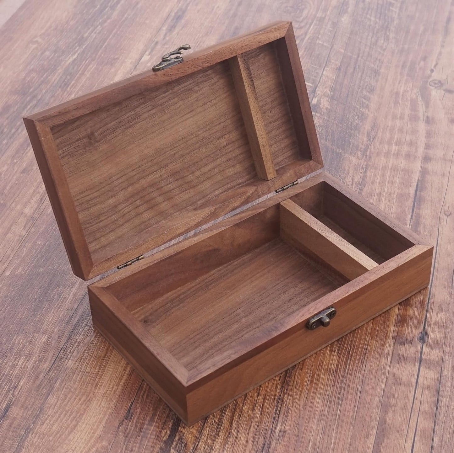 Walnut Handmade Walnut Partition Wooden Box for Keepsakes, Photos, Jewelry Ring Wedding Gift Box