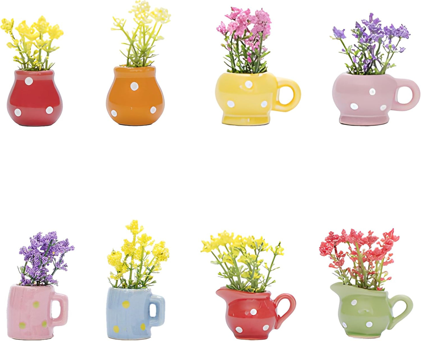 8Pcs Cute Mini Magnetic Vase for Fridge-Decorative Flowers Magnets,Vase Magnets for Fridge,Decoration for Home, Kitchen, Office, School, Locker, Whiteboard (Eight Flowered Vase Magnets)
