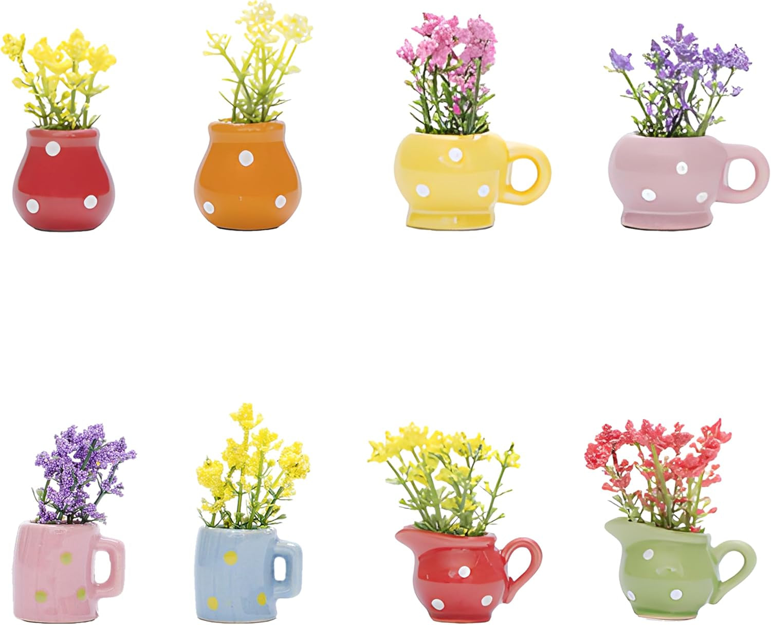 8Pcs Cute Mini Magnetic Vase for Fridge-Decorative Flowers Magnets,Vase Magnets for Fridge,Decoration for Home, Kitchen, Office, School, Locker, Whiteboard (Eight Flowered Vase Magnets)