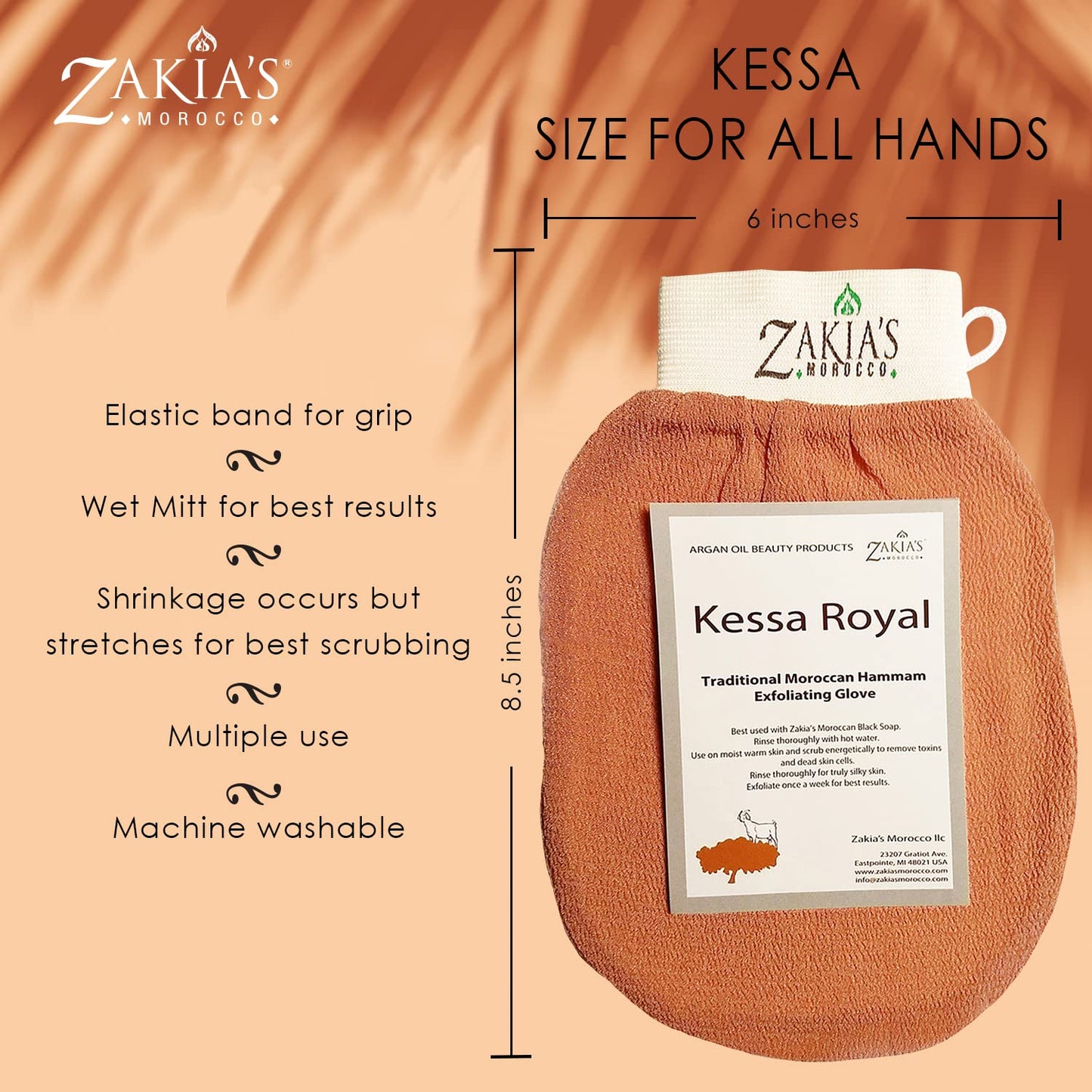 Original Kessa Exfoliating Glove - Salmon Beige - Microdermabrasion Exfoliating Mitts, Removes Unwanted Dead Skin, Dirt and Grime and Keratosis Pilaris. Great for Spray Tan Removal. 1 Unit
