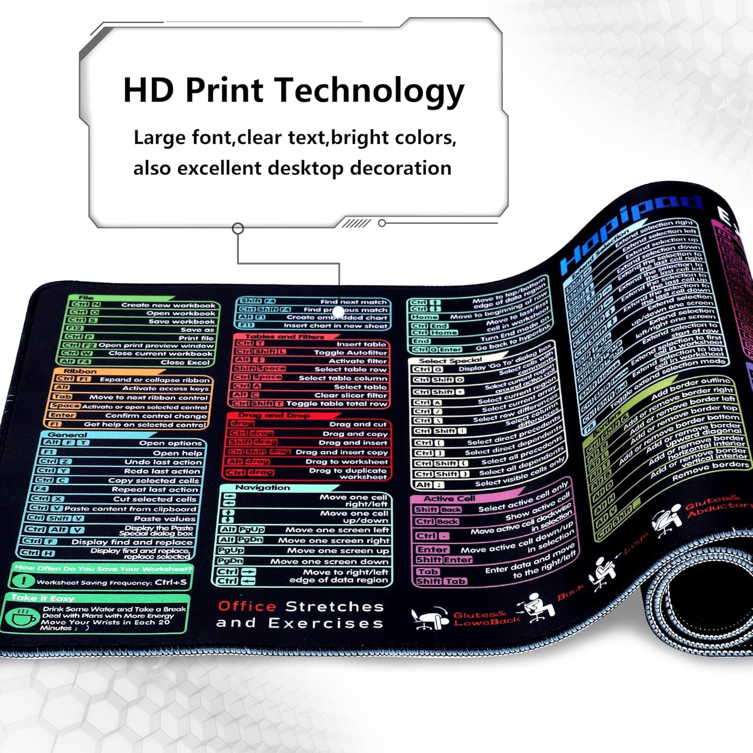 Excel Cheat Sheet Desk Pad (2026 Pro) — 231+ Shortcuts Mouse Pad for Keyboard and Mouse, XXL Waterproof Non-Slip Desk Mat for Office, Home, Gaming, Data Analysis, 31.5 X 11.8 In