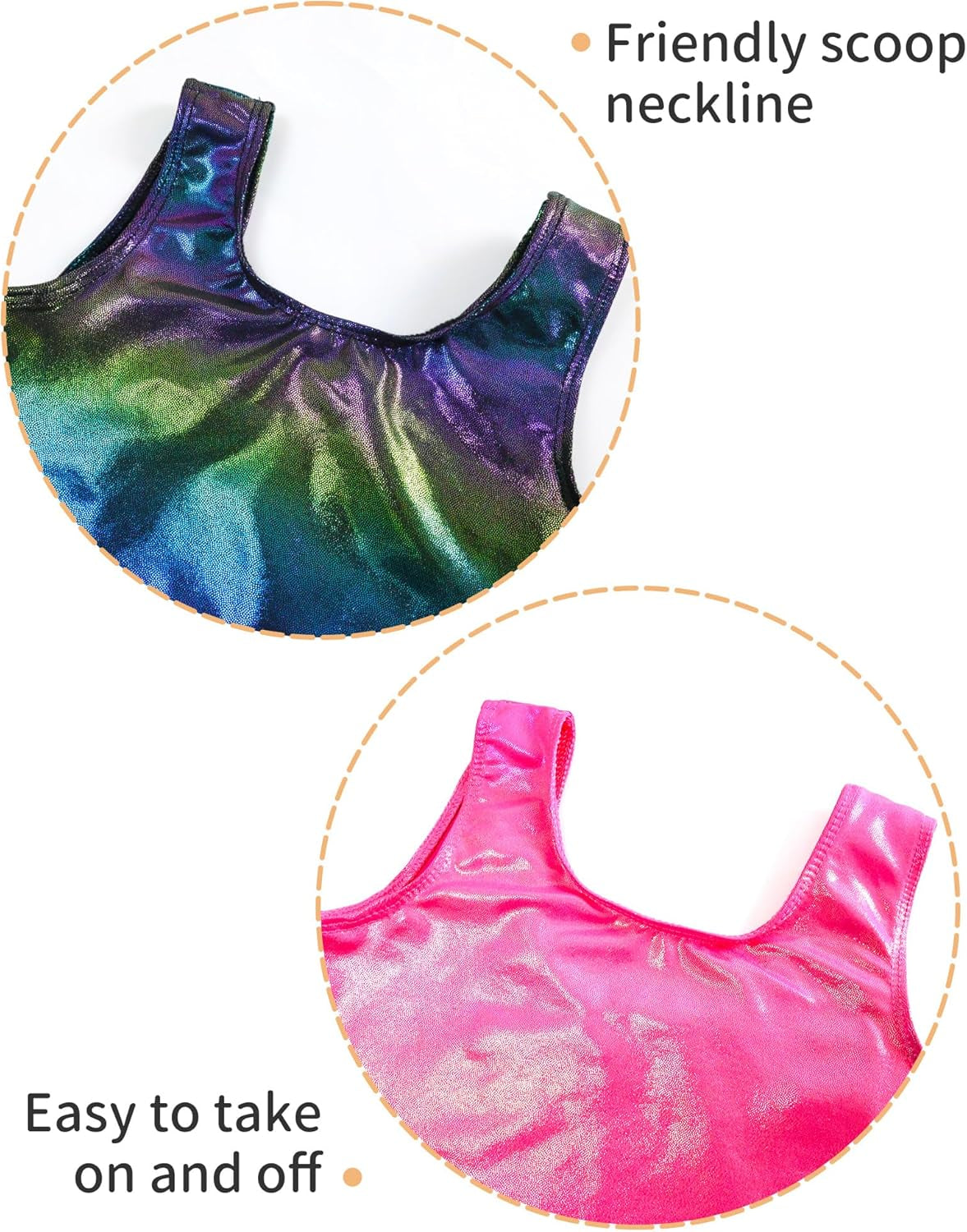 2 Pack Leotard for Girls Gymnastics Sparkly Tumbling Unitards with Shorts Sleeveless One Piece Biketards