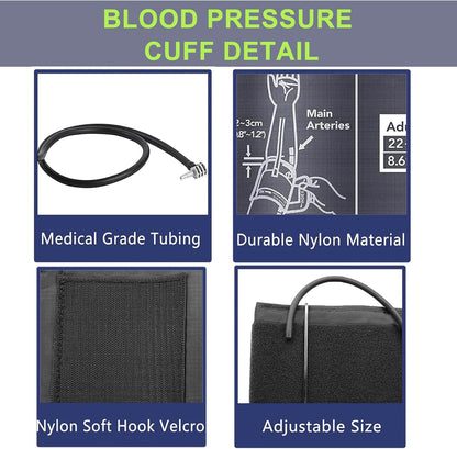 Replacement Extra Large Cuff for Omron BP Monitors 22-52CM Big Arm - Adjustable XL Blood Pressure Cuff, Includes 6 Universal Interface, Blood Pressure Monitors Large Cuff Compatible（Dark Gray）