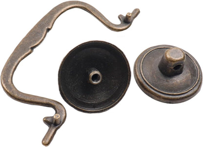 6 Pcs Antique Bail Handle Drop Pulls Vintage Bronze Drop Bail Drawer Pulls Cabinet Pull Handles for Closets, Cabinet, Drawer, Furniture (3.3" Hole Centers, 4.4" Total Length)