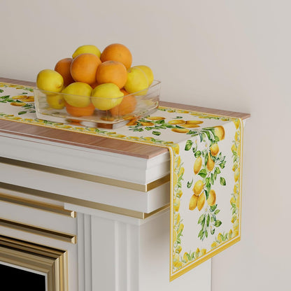 XCHI Yellow Lemon Flowers Leaves Summer Table Runner Decoration for Home Kitchen Holiday Party Farmhouse 13X90 Inch