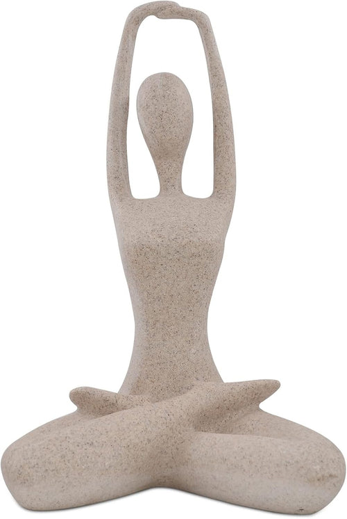 SIMON'S SHOP Yoga Lady Statue Modern Sculpture for Home Office Desk Decor Resin Sandstone Abstract Figurine Yogis Gifts 9 1/2 Inches