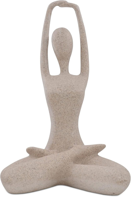 SIMON'S SHOP Yoga Lady Statue Modern Sculpture for Home Office Desk Decor Resin Sandstone Abstract Figurine Yogis Gifts 9 1/2 Inches